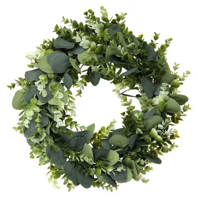 Unique Bargains Front Door Window Wedding Decor Handmade Green Leaf Eucalyptus Wreaths Green 18 Inches | Target