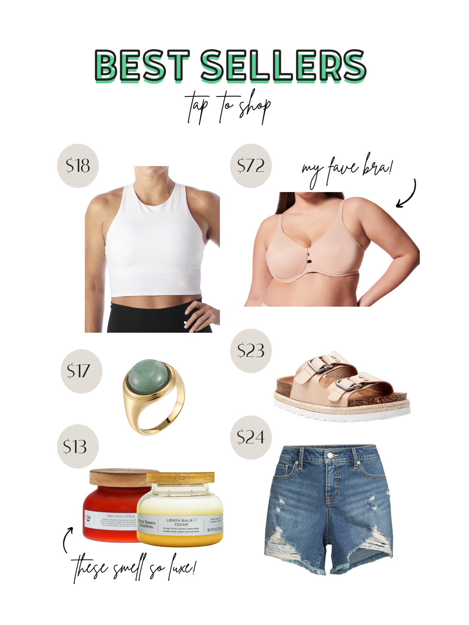 Our favorite from the past week! I have been loving the candles from Walmart lately, they smell so luxe and make everything feel cozy!

Best maternity bra, bump friendly shorts, Walmart finds, Walmart candles, Victoria Emerson ring, affordable jewelry, must have accessories, affordable summer fashion, comfy sandals, bump friendly fashion, 

#LTKstyletip #LTKbump #LTKFind