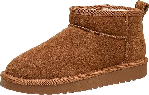Amazon.com | CUSHIONAIRE Women's Hip Genuine Suede pull on boot +Memory Foam, Chestnut 10 | Ankle... | Amazon (US)