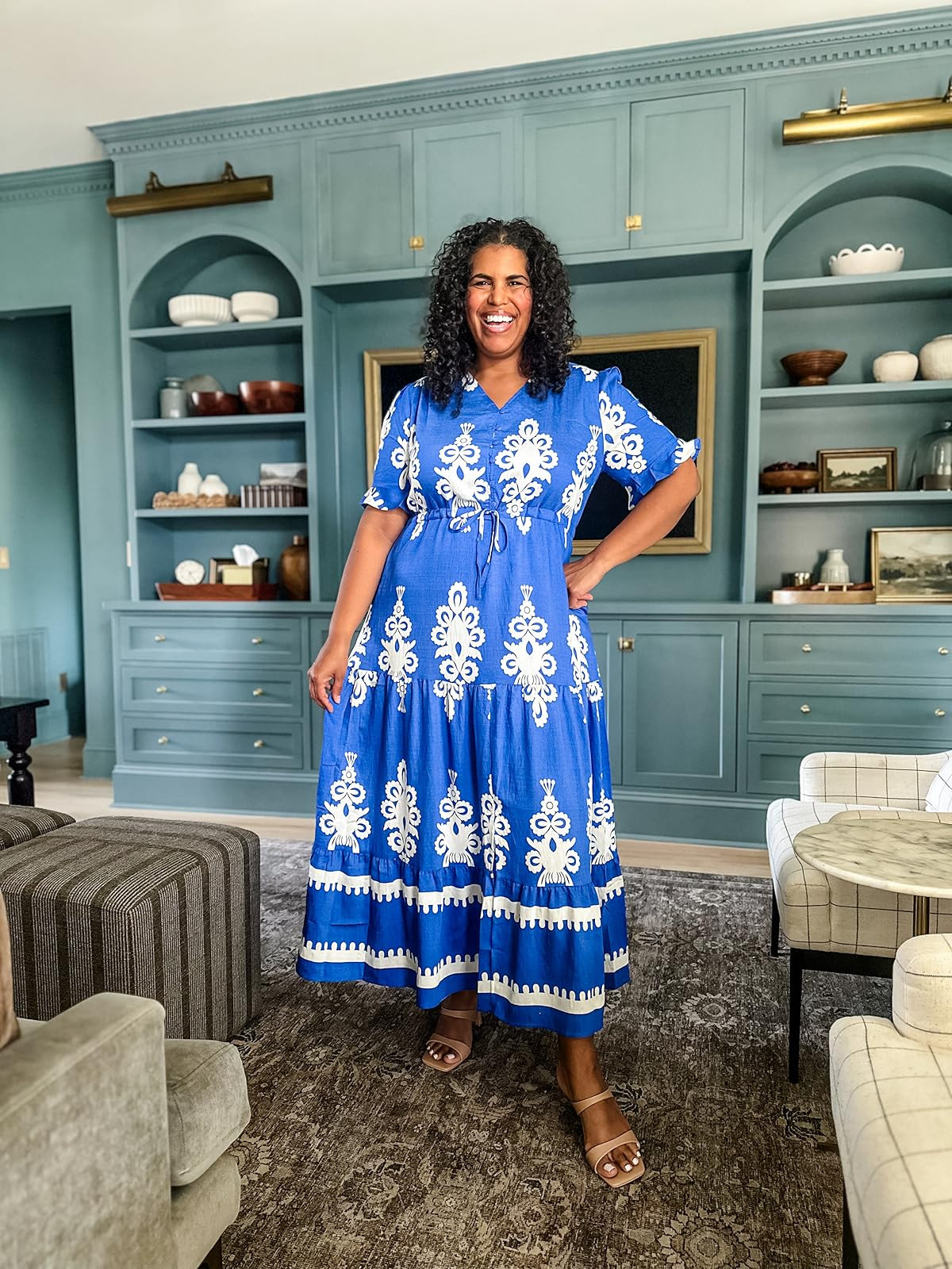 Wearing size xxl in this beautiful dress. Fully lined with adjustable tie at waist. 

 #LTKootd #LTKOver40 #LTKPlusSize