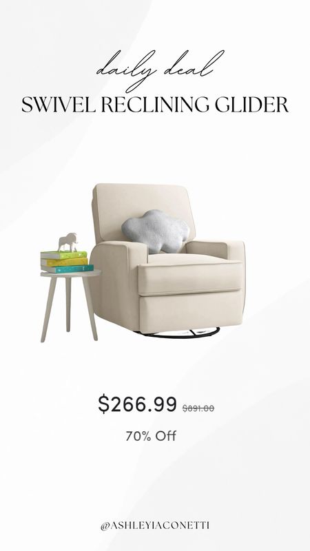 Swivel reclining glider on sale for 70% off! Nursery must have! 

#LTKStyleTip #LTKSaleAlert #LTKBaby