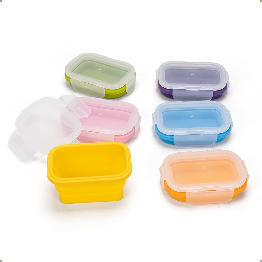 Collapsible Food Storage Containers with Lids, Small Silicone Snack Containers, Stackable Portion... | Amazon (US)