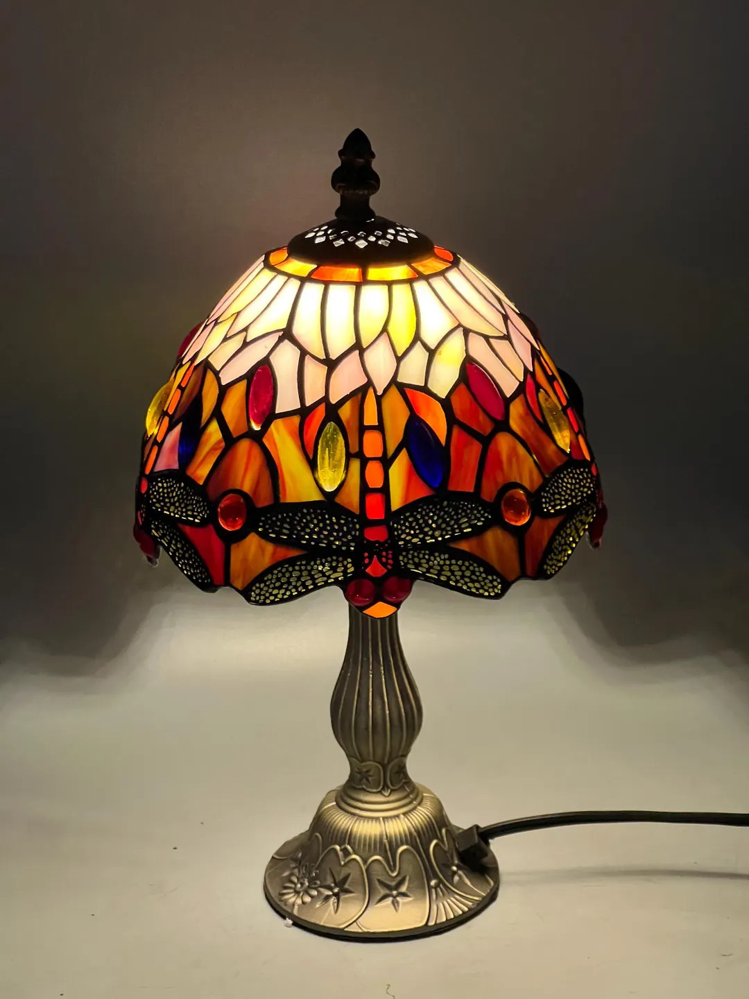 Dragonfly Tiffany Table Lamp, Home Decor, Handmade Antique Lighting, 8” Animal Tiffany Lamp - E... | Etsy (US)