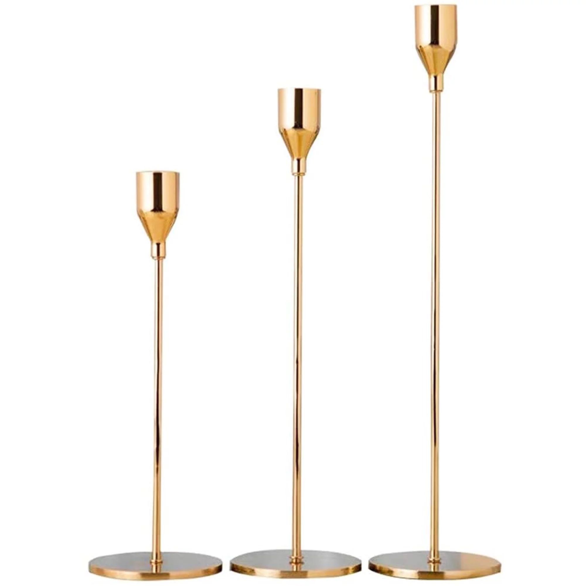 Sziqiqi Gold Candle Holders for Candlesticks Taper Candlestick Holder Set of 3 | Walmart (US)