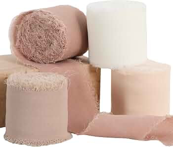 TONIFUL 4 Rolls Silk Chiffon Ribbon, 1-1/2 Inch x 22yds, Beige and Cream Chiffon Ribbons Set, Han... | Amazon (US)