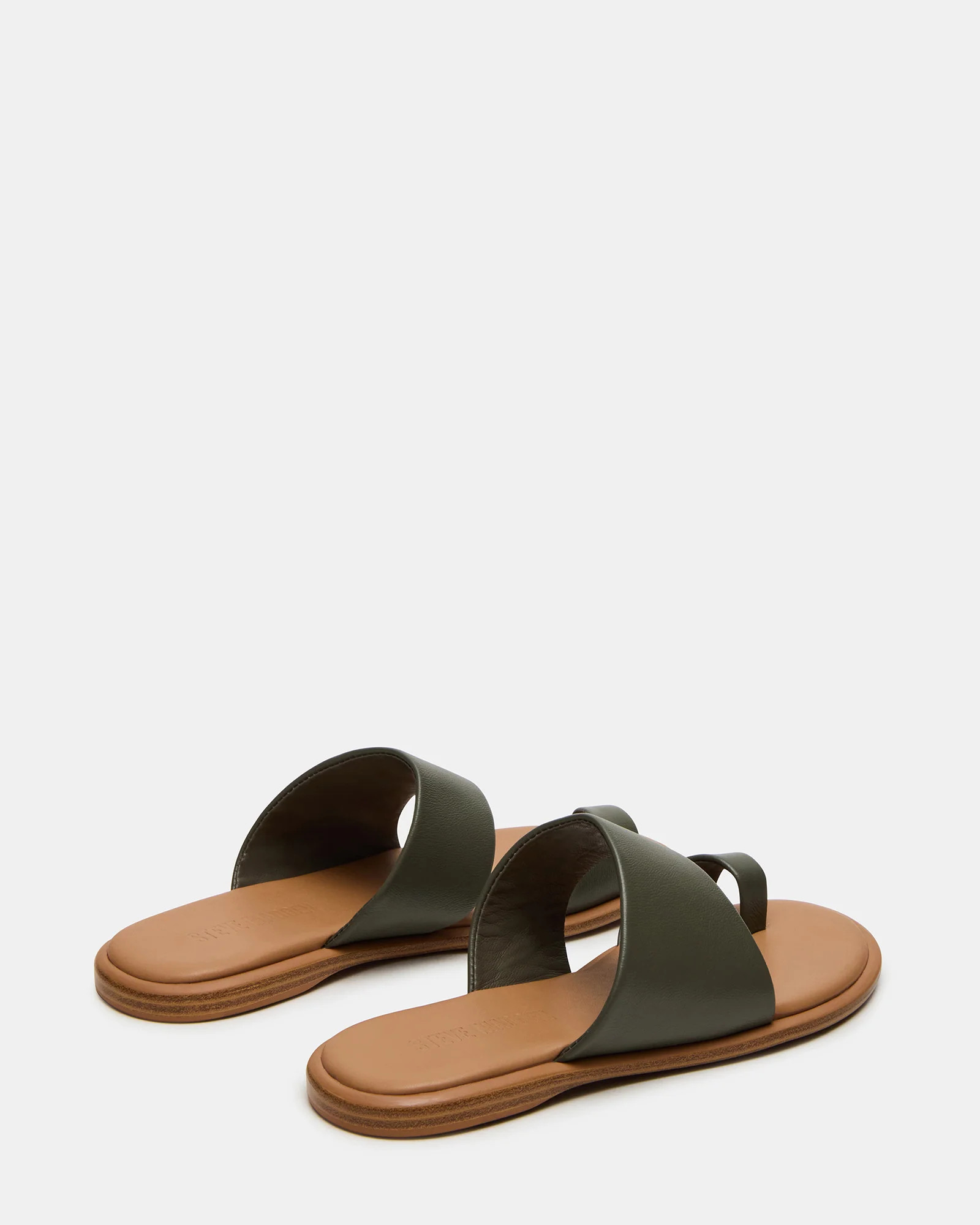 ZANI Olive Leather Women's Slide Sandal | Steve Madden (US)