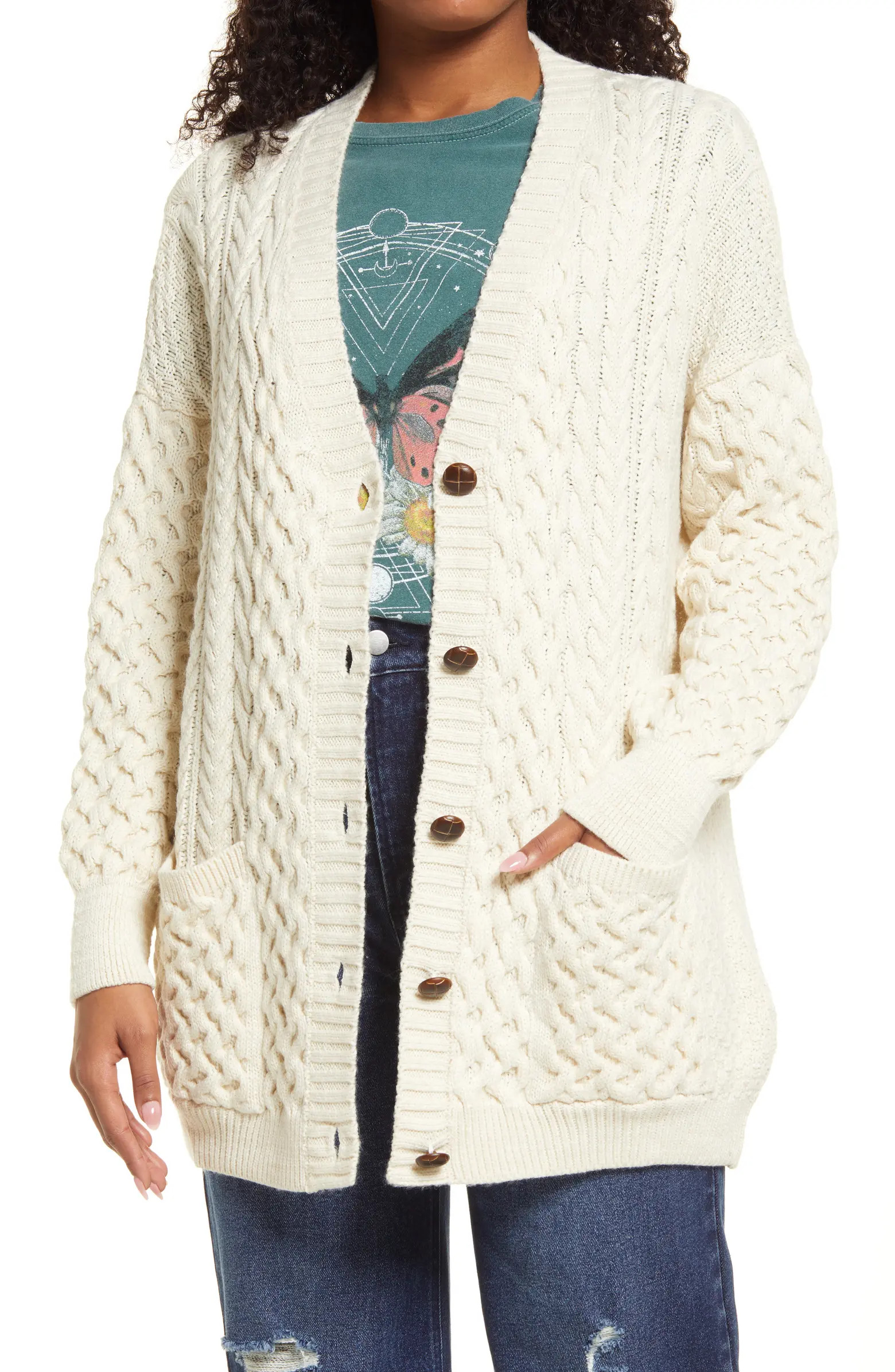 Aran Mix Stitch Cardigan | Nordstrom