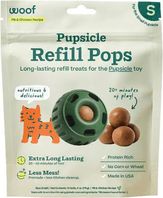 Woof Pupsicle Pops Refills Chicken & Peanut Butter Grain-Free Lickable Dog Treats, Small, 10 coun... | Chewy