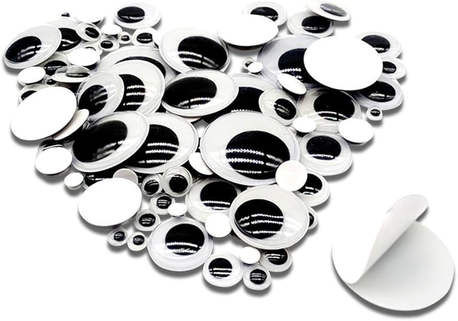 TOAOB 100pcs Plastic Googly Wiggle Eyes Self-Adhesive Round 6mm to 35mm White Sticker Eyes for DI... | Amazon (US)