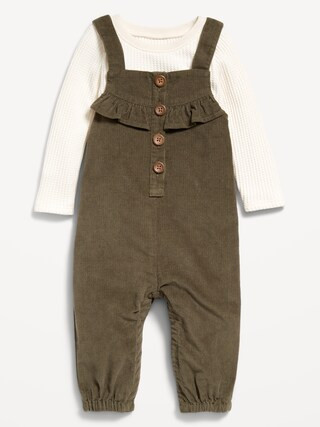 Long-Sleeve Cozy-Knit T-Shirt and Corduroy Overalls Set for Baby | Old Navy (US)
