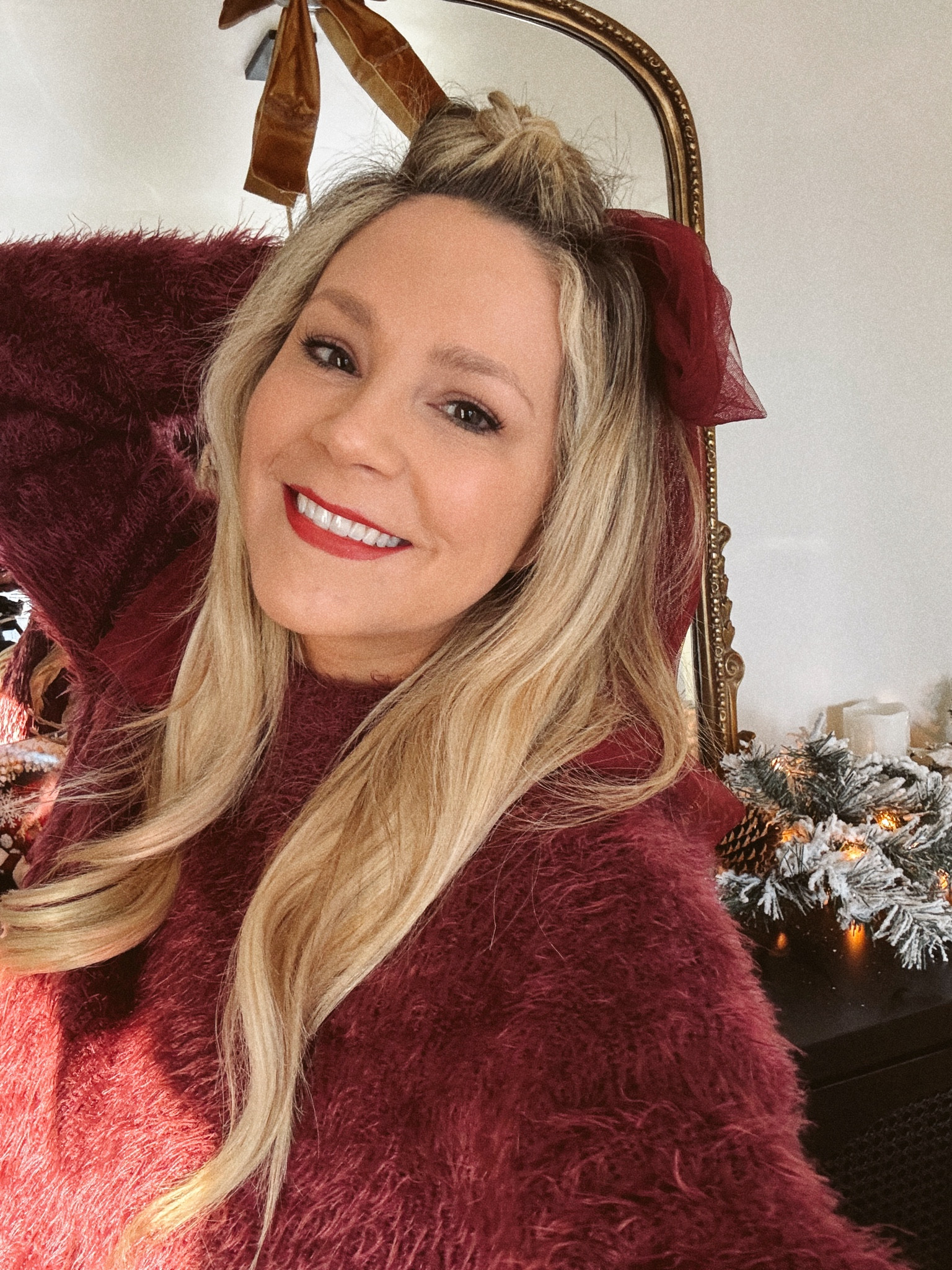 Sharing a holiday hair bow look 🎀Previous tutorial linked on my LTK

Sweater: I couldn’t find my exact maroon sweater it’s sold out, BUT I did find one that’s similar. It says it’s for males so I would size down!

Linked my home decor in the background 

** full transparency: I would never link anything I wouldn’t buy myself 

Holiday hairstyle, Holiday look, holiday outfit, home decor 

#LTKStyleTip #LTKWatchNow #LTKHoliday
