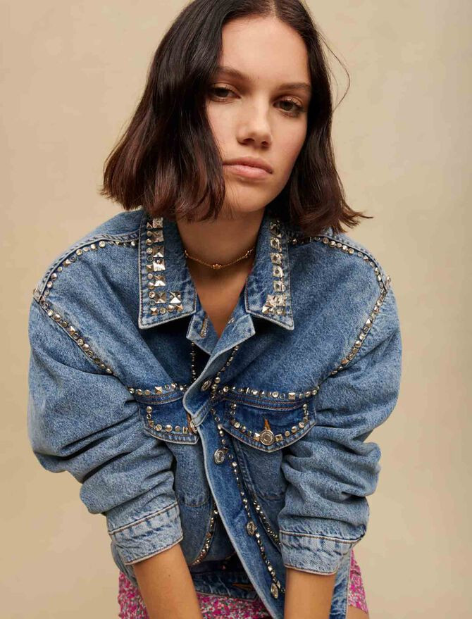 223BIKKUS Blouson en jean à strass | Maje EU
