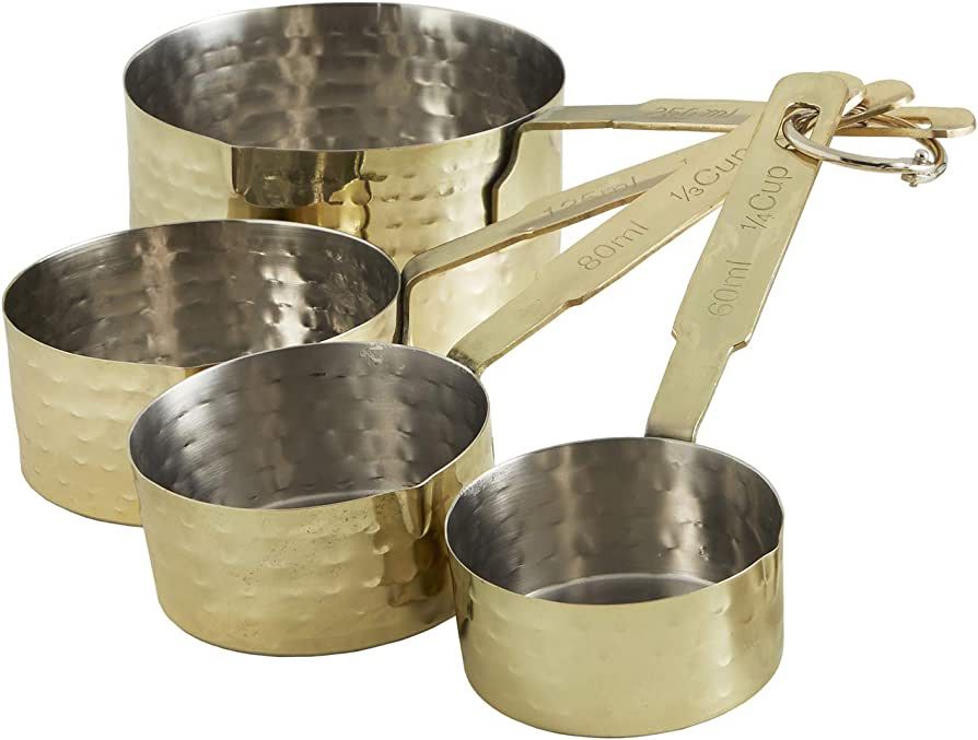 47th & Main Rustic Hammered Stainless Steel Measuring Cup Set, 4-Piece, Gold | Amazon (US)
