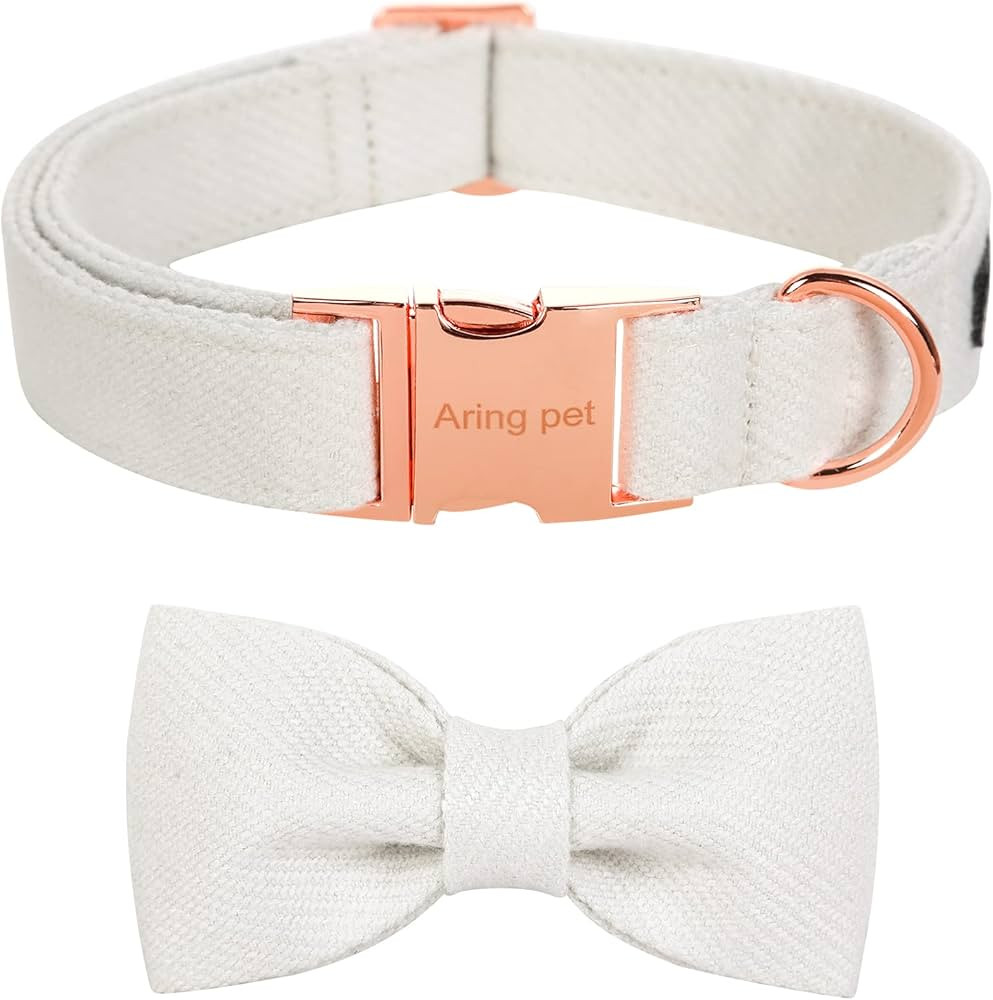 ARING PET Bowtie Dog Collar-Cotton White Dog Collar with Bow, Adorable Wedding Dog Collars Gifts ... | Amazon (US)
