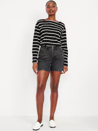 Curvy High-Waisted OG Jean Cut-Off Shorts -- 5-inch inseam | Old Navy (US)