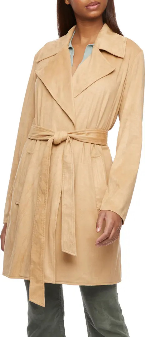 Faux Suede Belted Trench Coat | Nordstrom