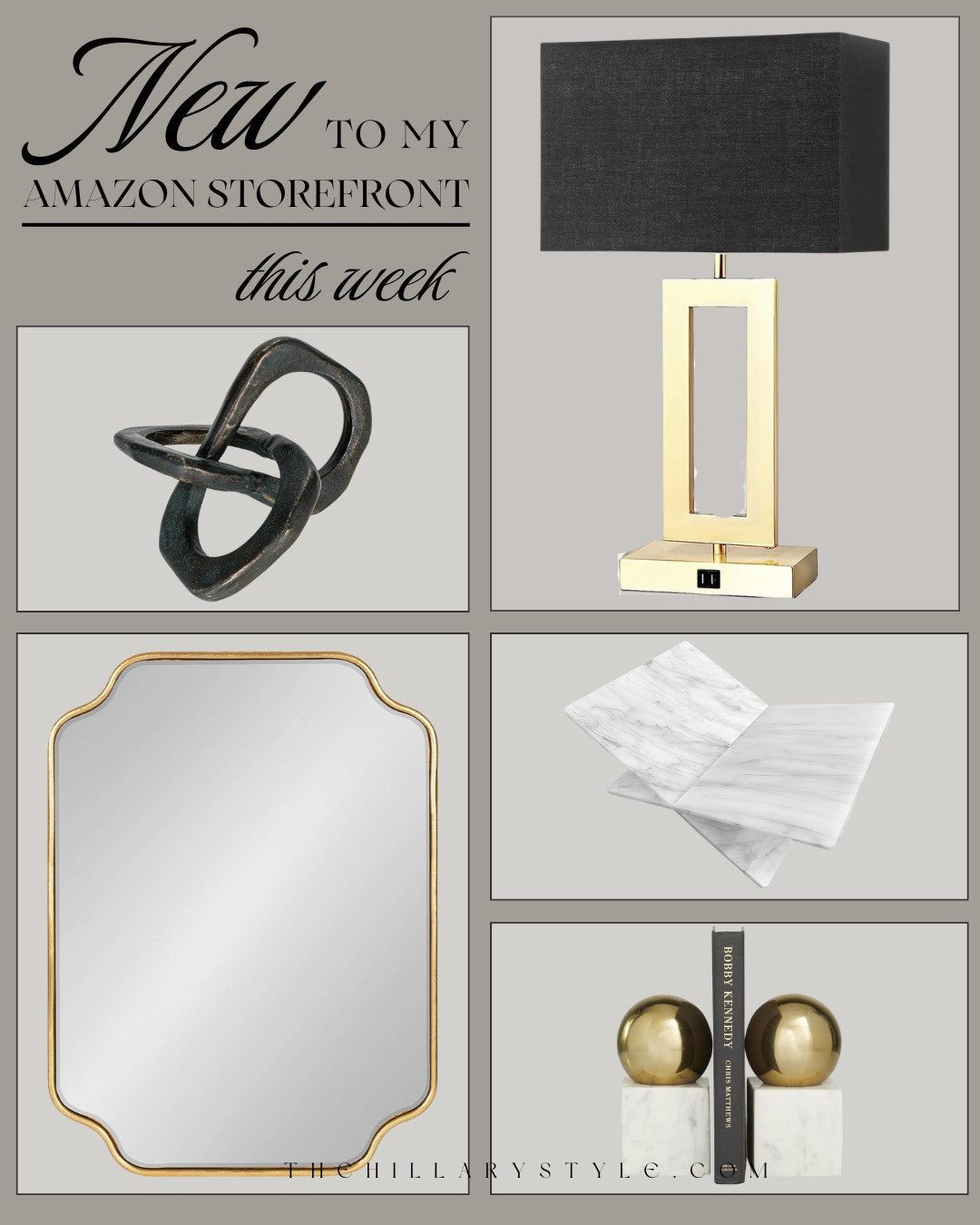 NEW THIS WEEK — MODERN LUXURY AMAZON HOME FINDS! These NEW AMAZON HOME FINDS are giving DESIGNER LOOK FOR LESS in the best way. From the GOLD GEOMETRIC TABLE LAMP to the SCALLOPED GOLD MIRROR and MARBLE BOOKENDS, every piece adds that ELEVATED, MODERN LUXURY feel without the high-end price tag. I especially love how the BLACK ABSTRACT SCULPTURE and MARBLE TRAYS layer texture into a space while still keeping everything neutral and timeless. Perfect for styling a CONSOLE TABLE, ENTRYWAY, OFFICE, or LIVING ROOM refresh.

#Amazon #TheHillaryStyle #AmazonHomeFinds #DesignerLookForLess #ModernLuxuryDecor #NeutralHomeDecor #GoldAccents #MarbleDecor #HomeStyling #AffordableLuxury 

 #LTKU #LTKOver40 #LTKHome