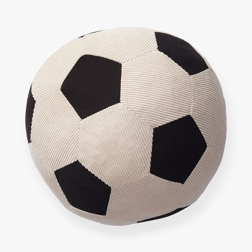 Soccer Ball Shaped Pillow, Shaped, Ivory/black | Pottery Barn Teen