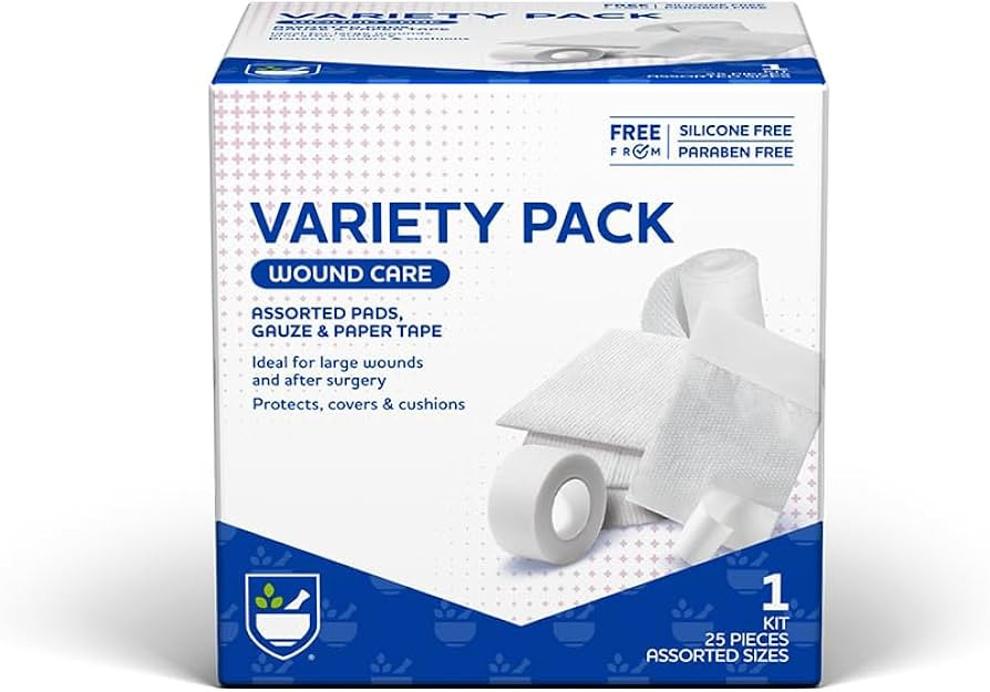 Rite Aid First Aid Gauze Pads, Variety Pack - Includes 25 Assorted Gauze Pads & Tape | Sterile Ga... | Amazon (US)