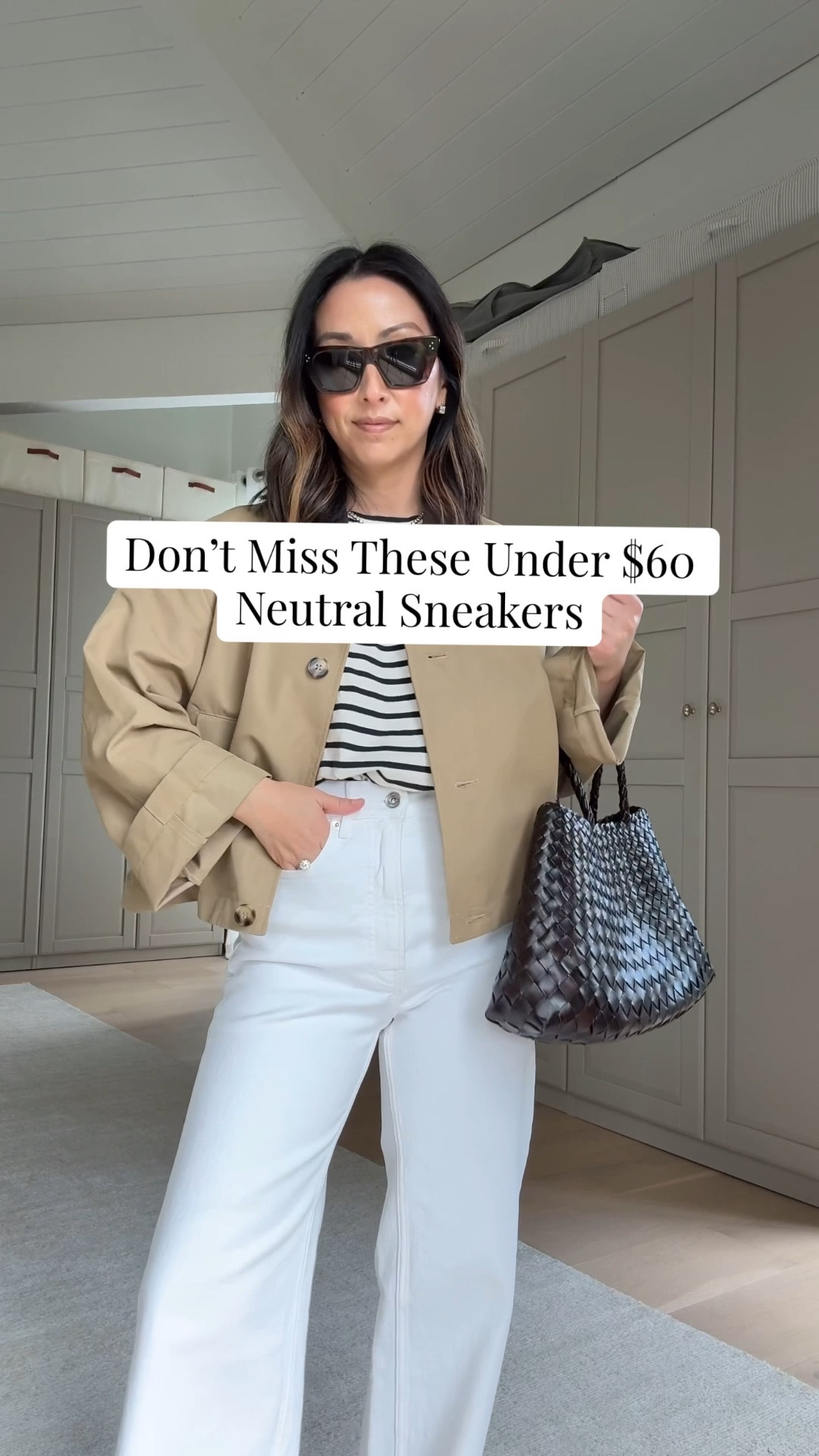 Under $60 neutral sneakers from Zara. Run tts and very comfy. Love the colors on this one!

Zara jacket xs
Kule tee medium
Everlane Sailor 2.0 wide leg jeans 25 - cut hems 
Zara sneakers 6
Dragon Diffusion bag small
Celine sunglasses
Dorsey earrings medium

#LTKmomlife #LTKgrwm #LTKPetite