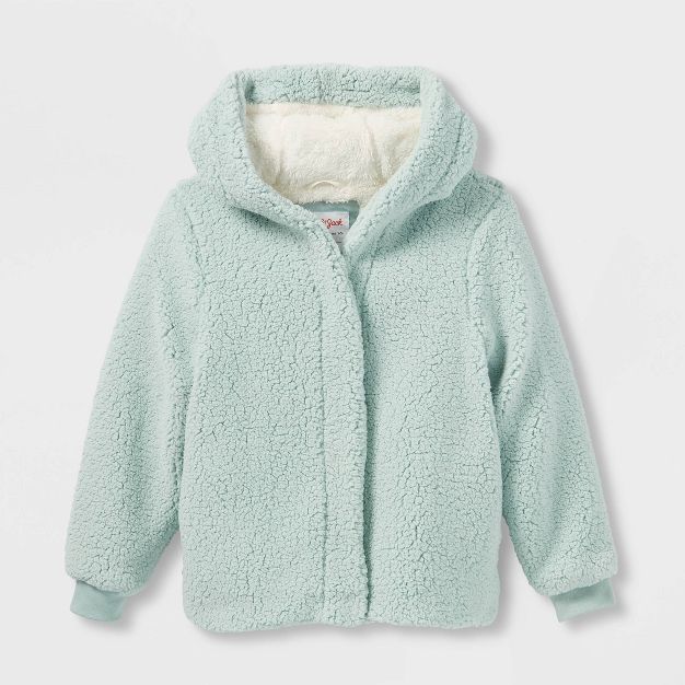 Girls' Solid Faux Fur Jacket - Cat & Jack™ Mint Green | Target
