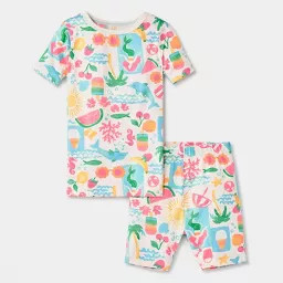 Toddler 2pc Short Sleeve Smooth Jersey Snug Fit Pajama Set - Cat & Jack™ Ivory 3T | Target