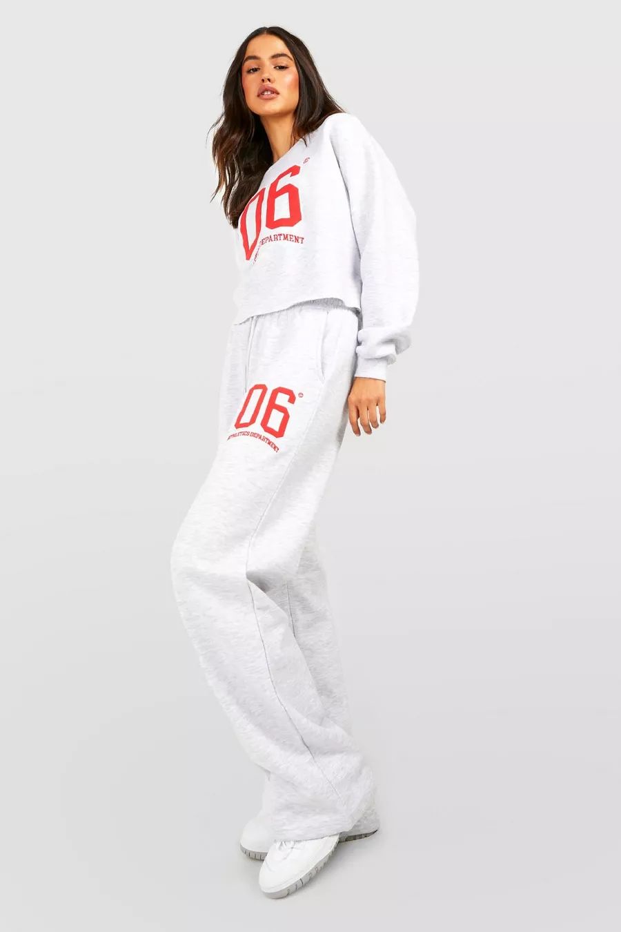 Applique Slogan Slouchy Sweater Straight Leg Tracksuit | Boohoo.com (US & CA)