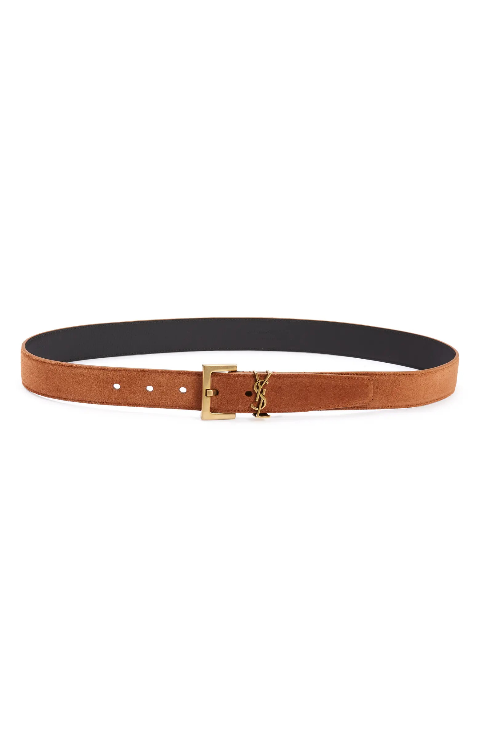 YSL Logo Suede Belt | Nordstrom