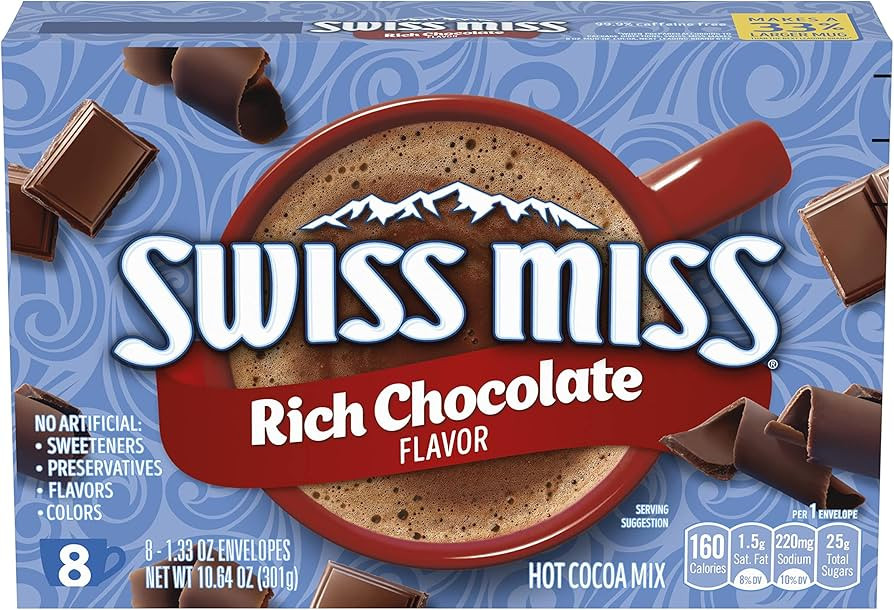 Swiss Miss Rich Chocolate Flavored Hot Cocoa Mix, 8 Count Hot Cocoa Packets | Amazon (US)