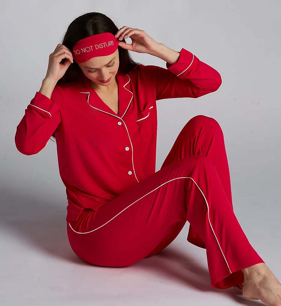 PJ Salvage Women's Day Dreams Jersey PJ Set in Rustic Berry Red | Size Small | HerRoom.com | HerRoom
