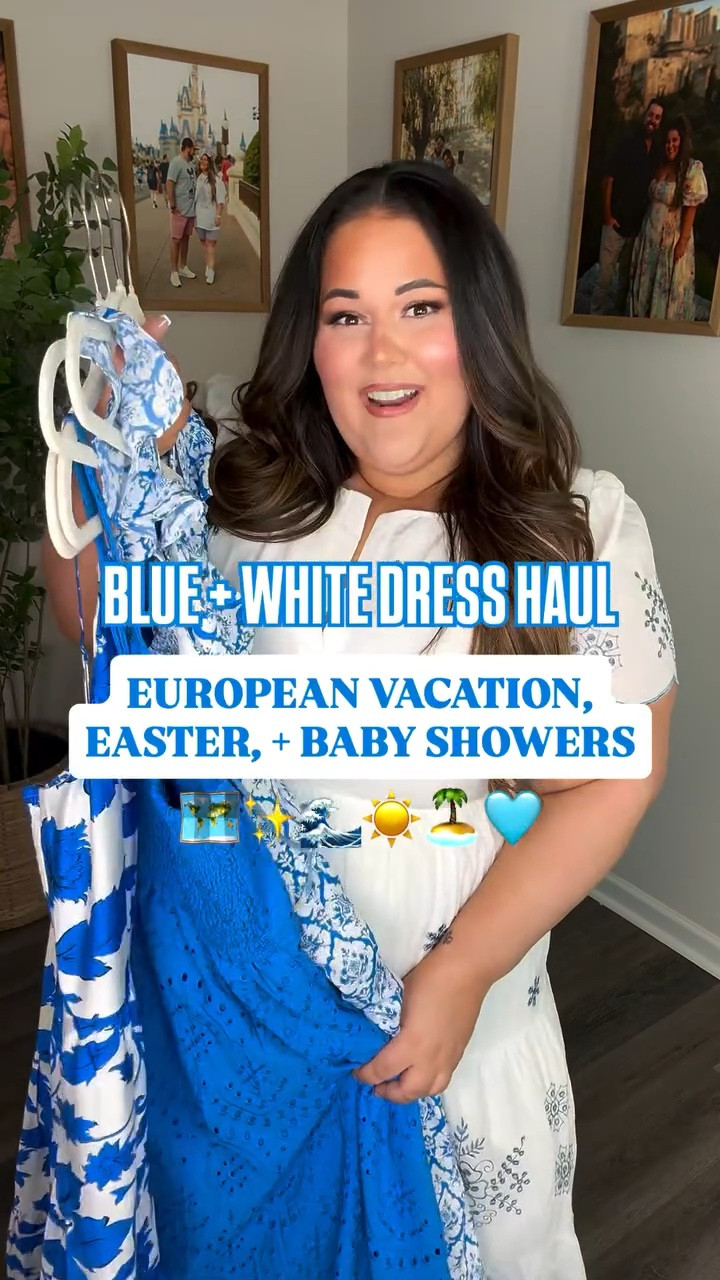 C friendly blue + white dress haul! ☺️💙 perfect options if you have a Europe vacation planned and need something that’ll work with white sneakers for lots of walking! We also have some perfect options here for Easter and baby showers! 🥰 

#LTKMidsize #LTKPlusSize #LTKTravel