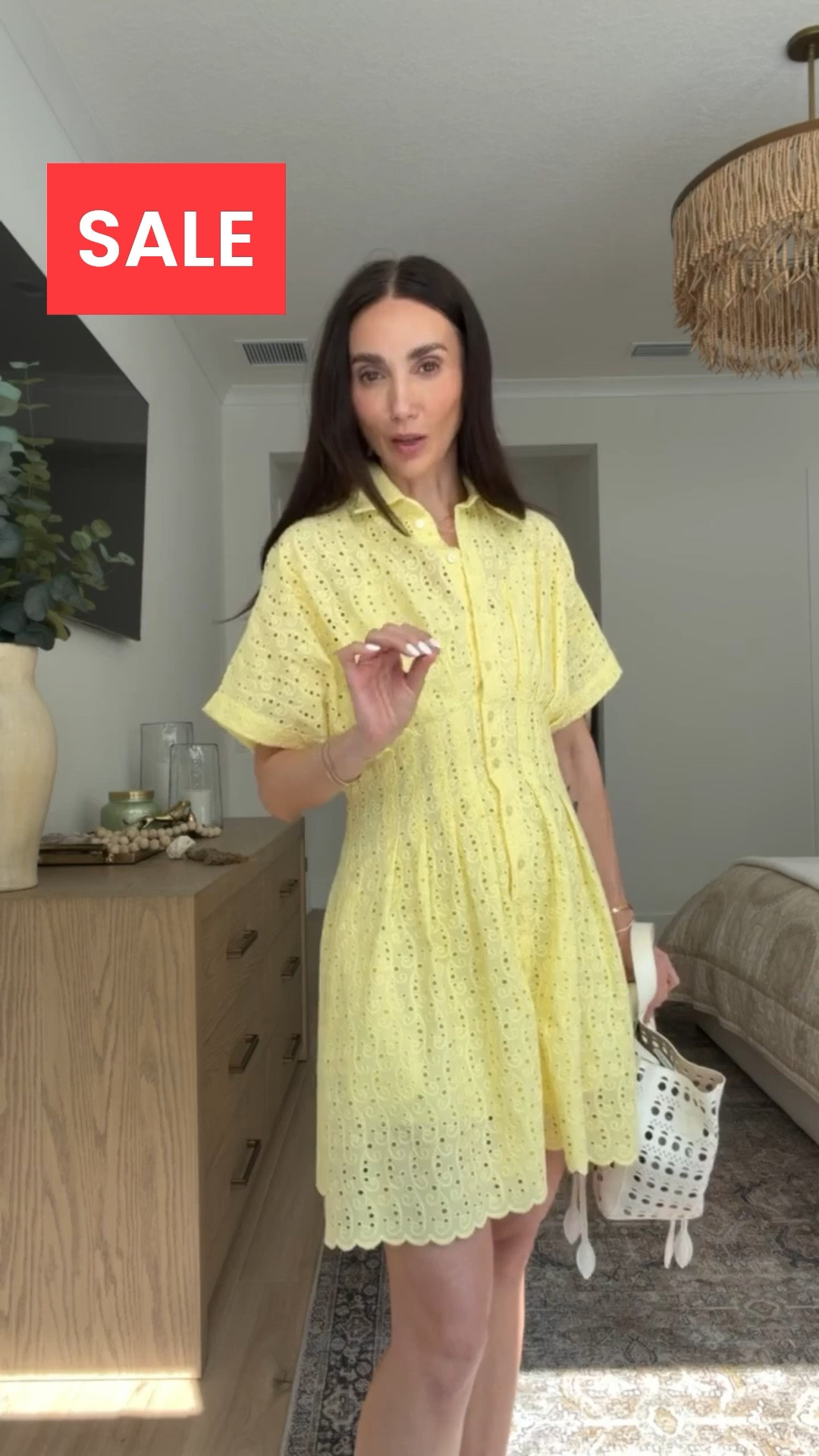 Yellow eyelet dress on sale, orig. $198, sale price $138.

#LTKSaleAlert #LTKootd