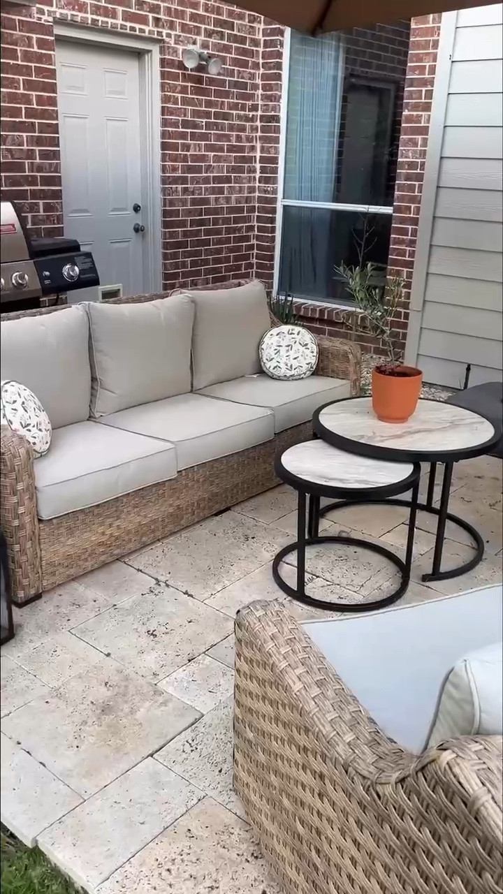 Our five piece patio set! Comes with a couch, two swivel chairs, and the nesting tables  

#LTKHome #LTKSummerEdit #LTKFamily