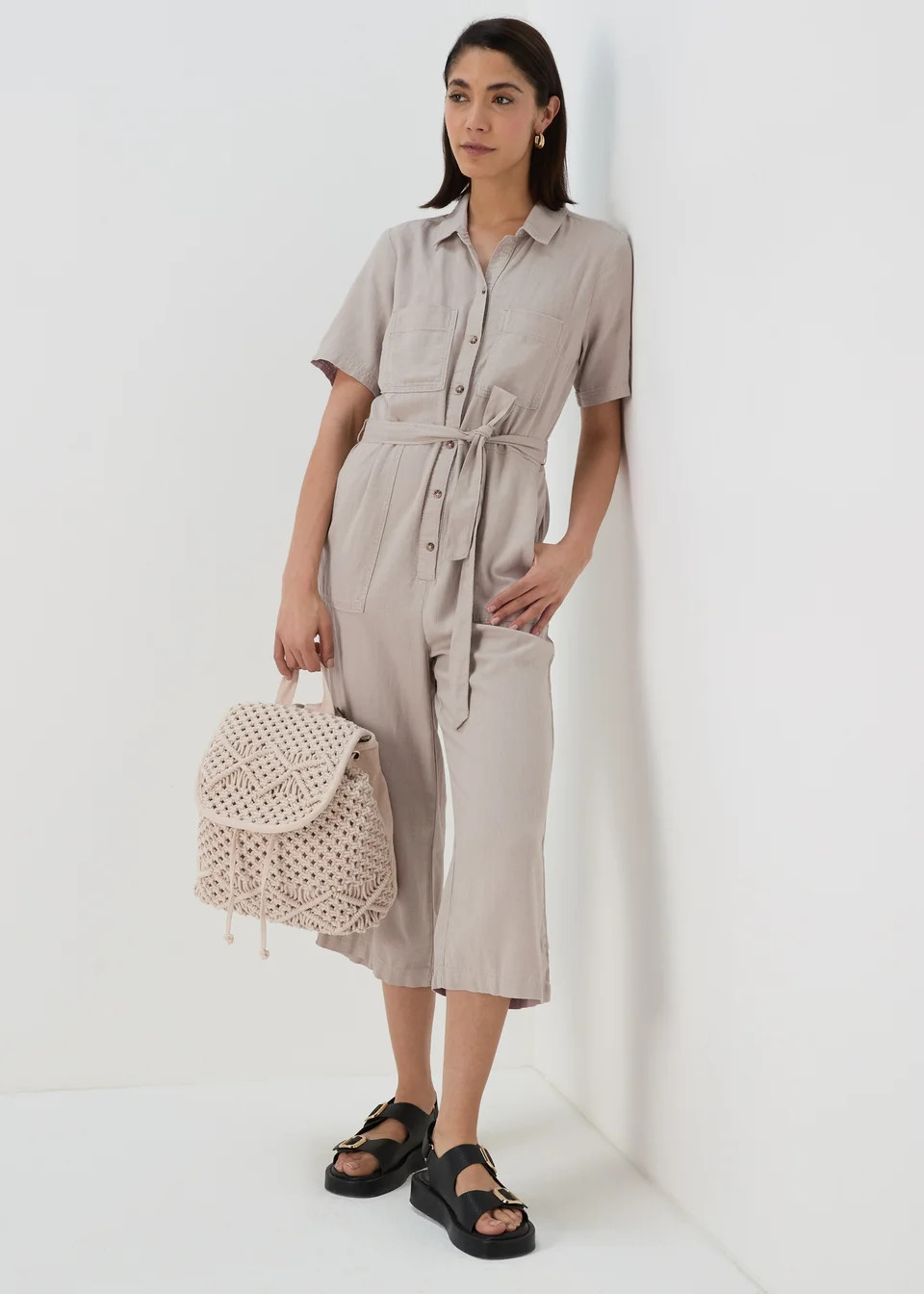 Stone Linen Jumpsuit - Size 8 | Matalan (UK)