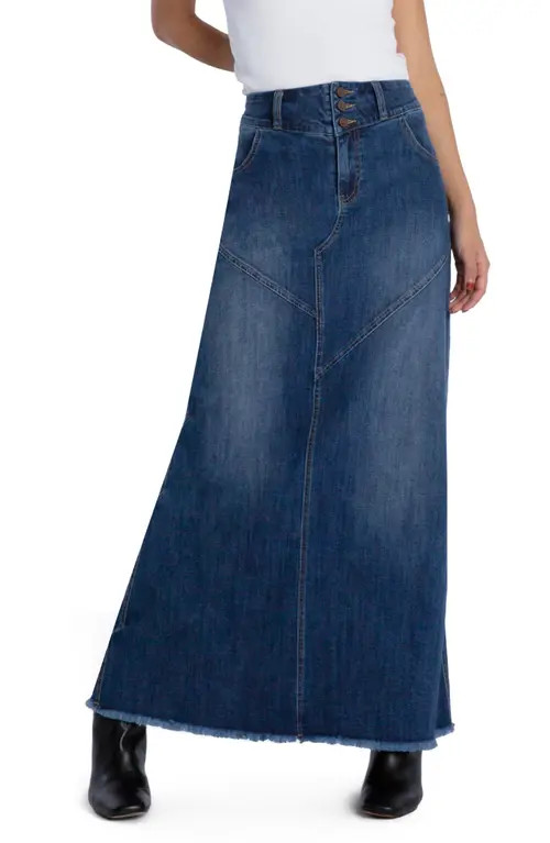 Wash Lab Denim Pieced Denim Maxi Skirt in Retro Blue at Nordstrom, Size 30 | Nordstrom