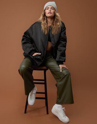 OFFLINE By Aerie Satin Bomber Jacket | Aerie