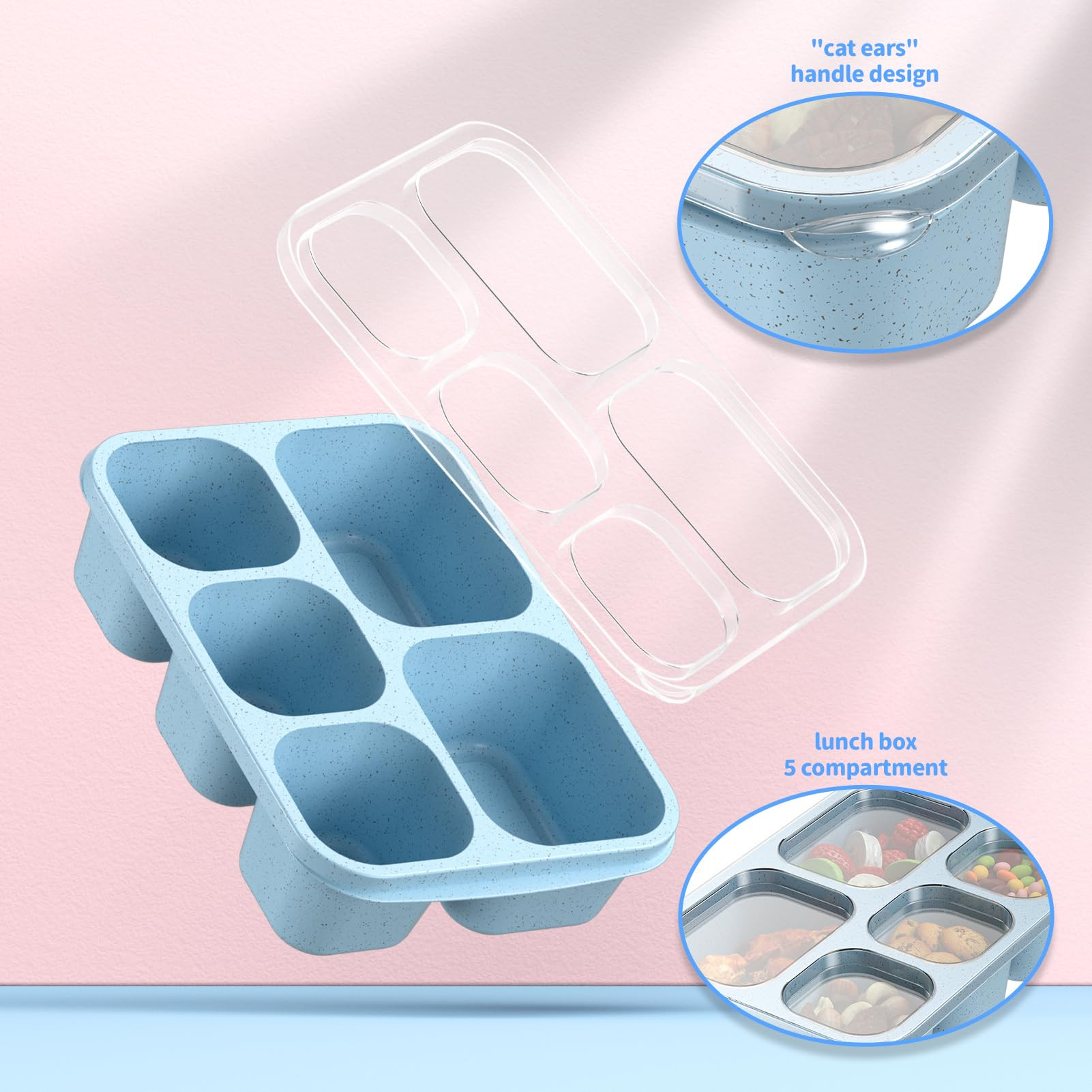 Bento Box Adult Lunch Box - 4 Pack, 5 - Compartment Meal Prep Container for Kids, Reusable Food S... | Amazon (US)