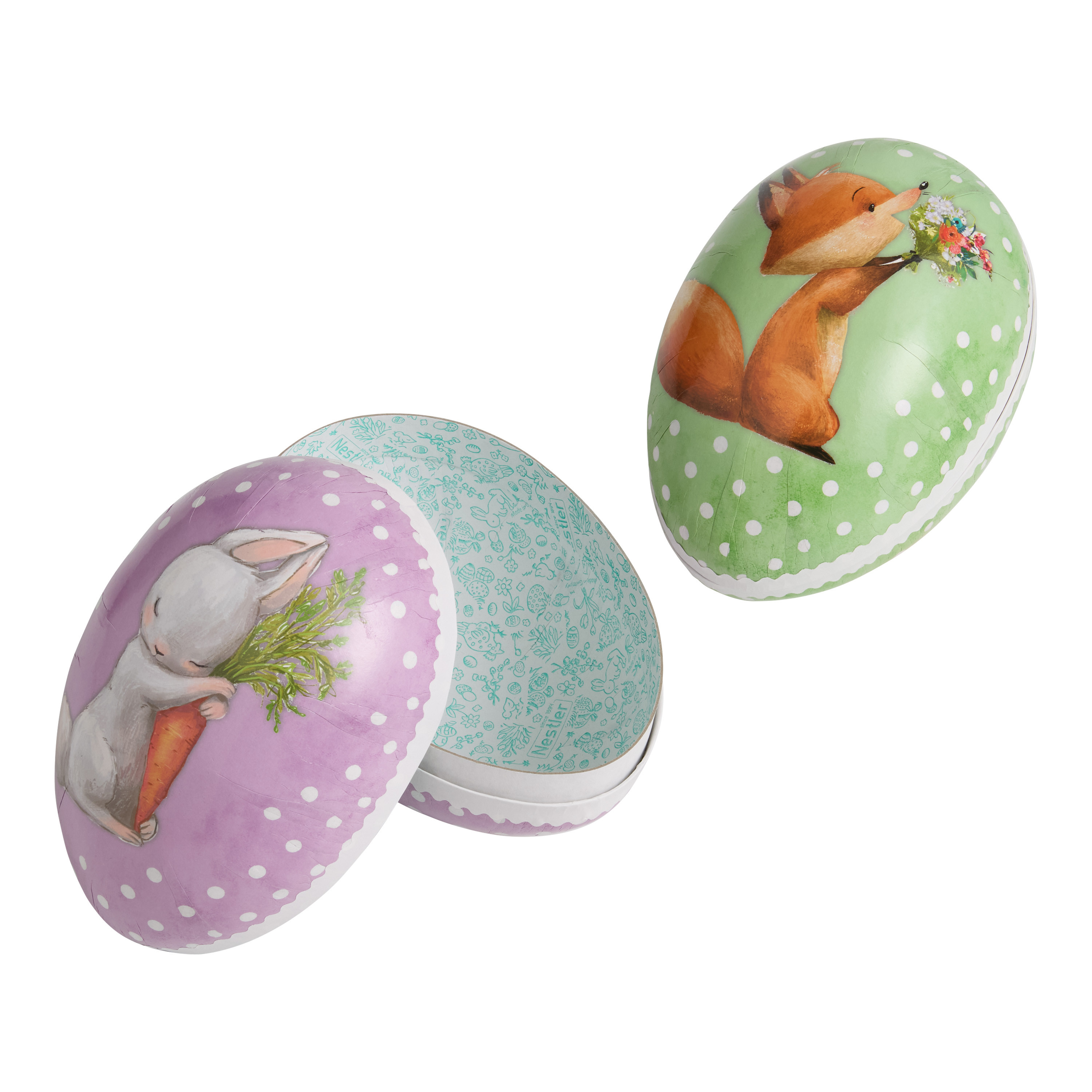 Medium Nestler Fox and Bunny Paper Mache Egg Set of 2 | World Market