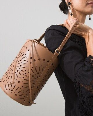 Tan Laser Cut Leather Bucket Bag | Chico's