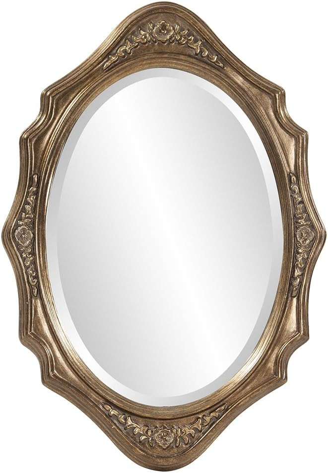 Howard Elliott Trafalgar Virginia Silver Leaf Oval Wall Mounted Mirror with Cameo-Esque Wood Fram... | Amazon (US)