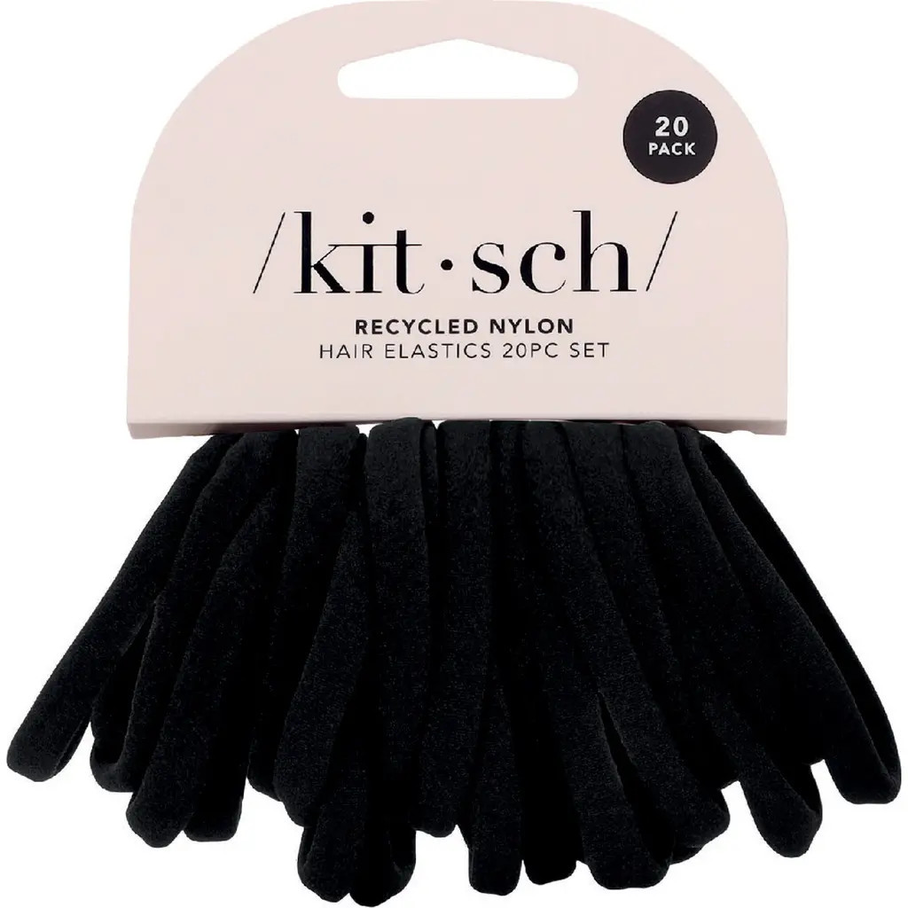 Kitsch Recycled Nylon 20-Pack Ponytail Holders in Black at Nordstrom | Nordstrom