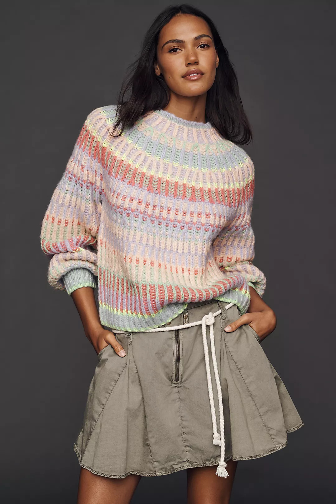 Maeve Mock-Neck Chunky Wool-Blend Sweater | Anthropologie (US)