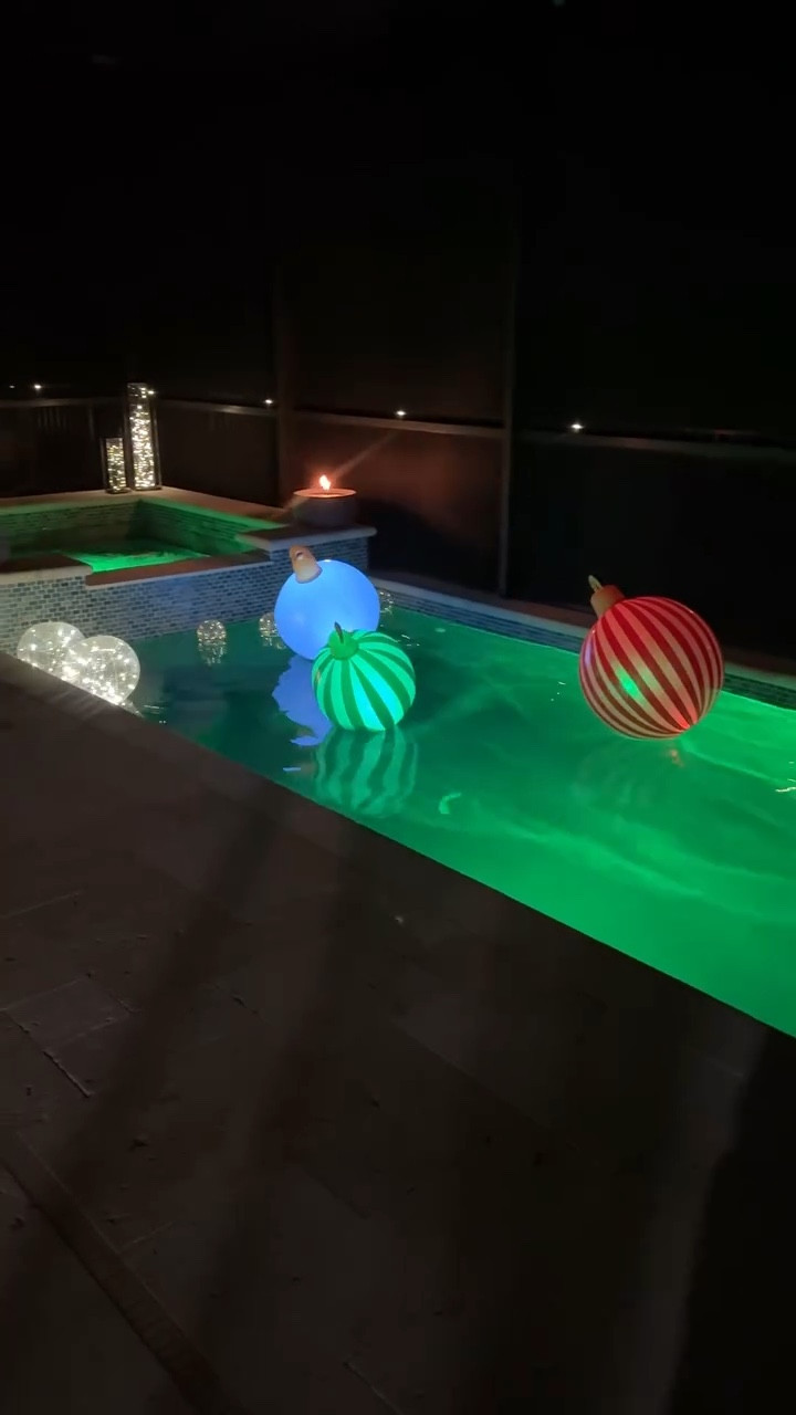 These inflatable ornaments can be used on your front porch or in your pool! I love that they light up! Easy Christmas decor

#LTKVideo #LTKHoliday #LTKHome