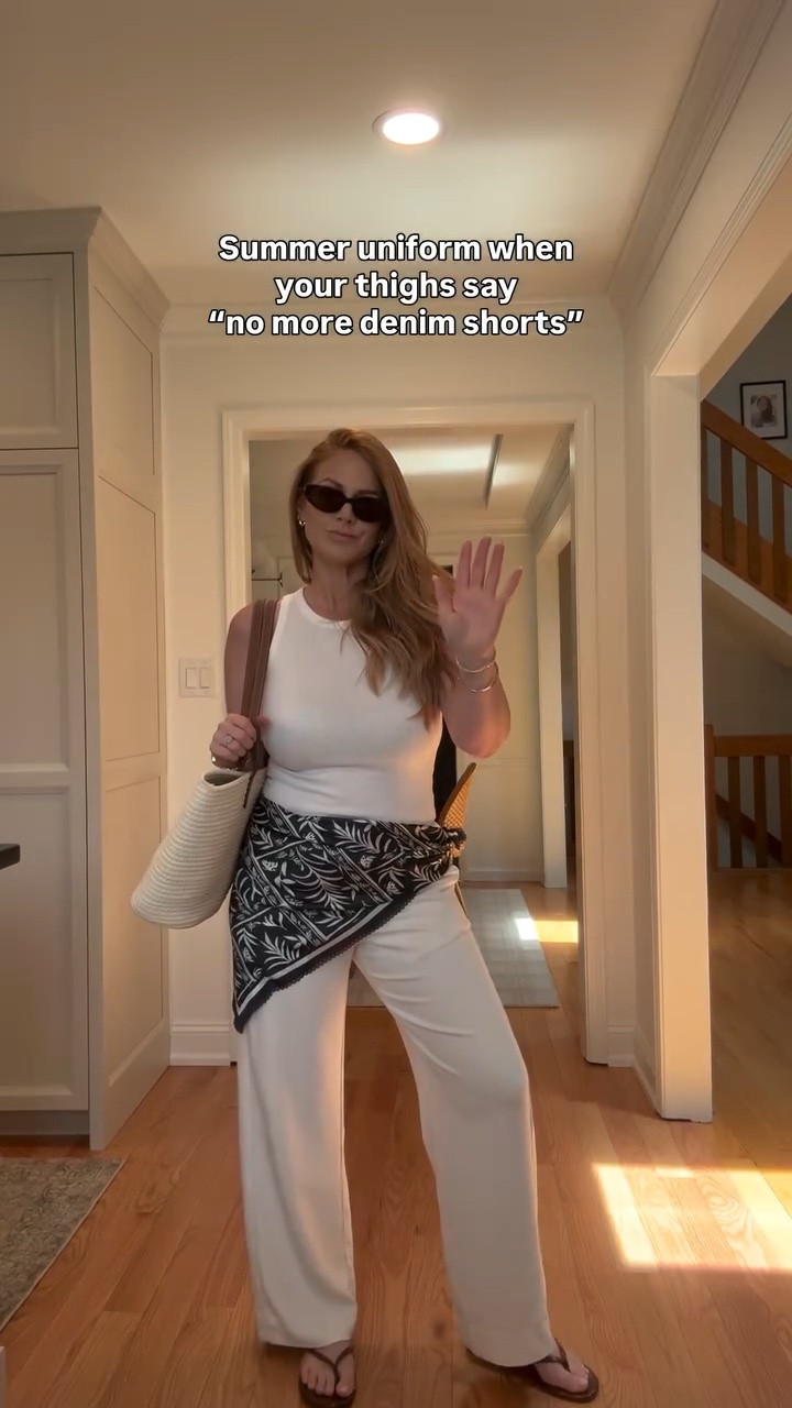 Denim shorts and I are officially on a break— I don’t care if it’s 100 degrees outside. 😅

These ivory drawstring pants are what I’m living in. No tugging, no rigid fabric, no sizing up, no fighting my body to get dressed. IYKYK. 👖🫠

Follow if you’re tired of fighting with your clothes! We do comfy elevated options around here.

#over40style #reallifeandstyle #momsofinsta #millennialmom #summeroutfitinspo