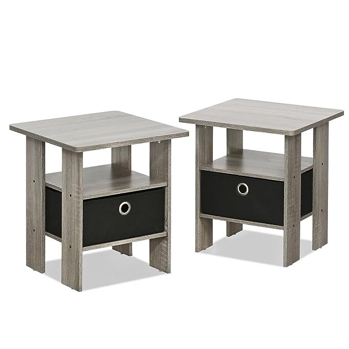 Furinno 2-11157GYW Petite Night Stand, 2-Pack, French Oak Grey | Amazon (US)