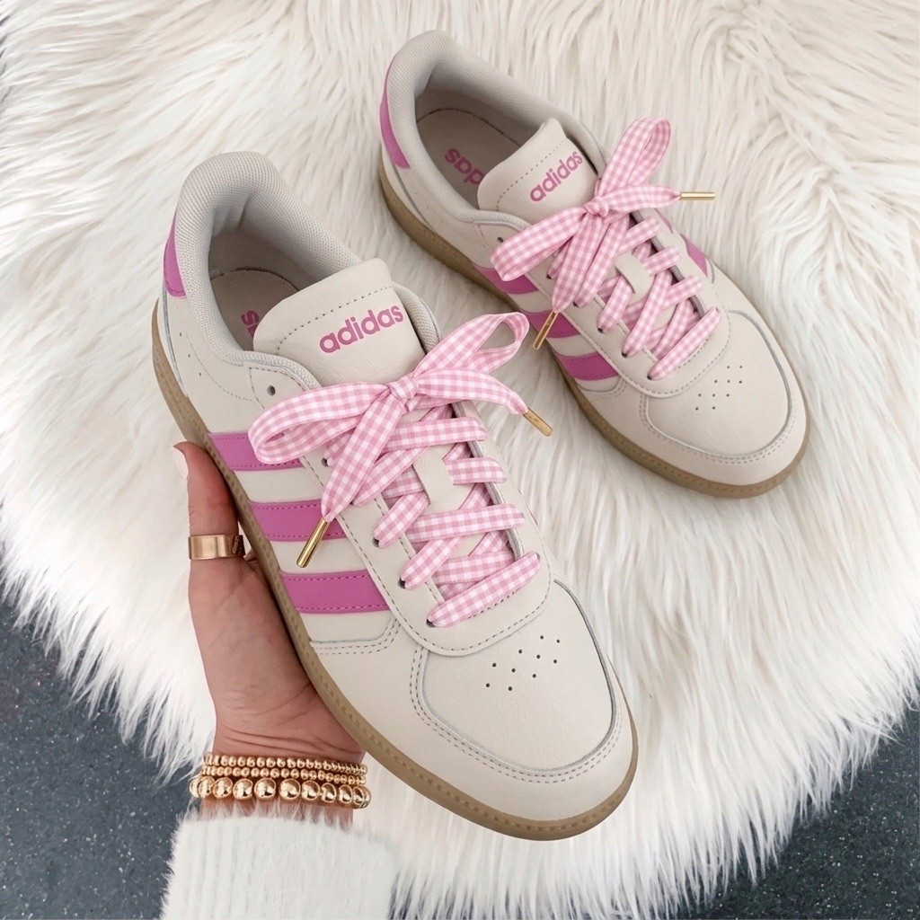 Major sale alert! Now $45 - adidas Women's Breaknet Sleek Sneakers in pink run true to size. I changed the laces for only $12