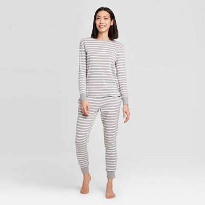 Women's Striped Pajama Set - Gray | Target