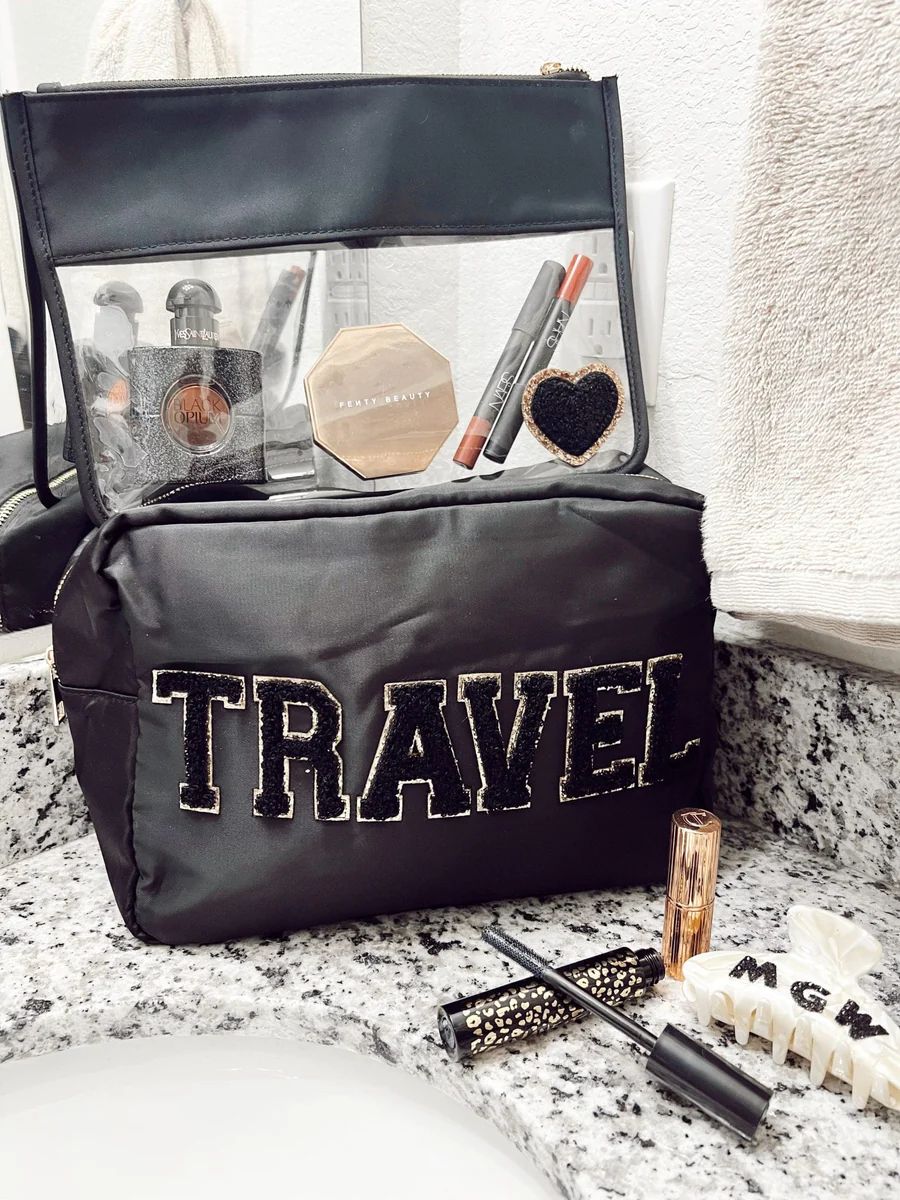 Travel XL Makeup Bag - Black | KenzKustomz