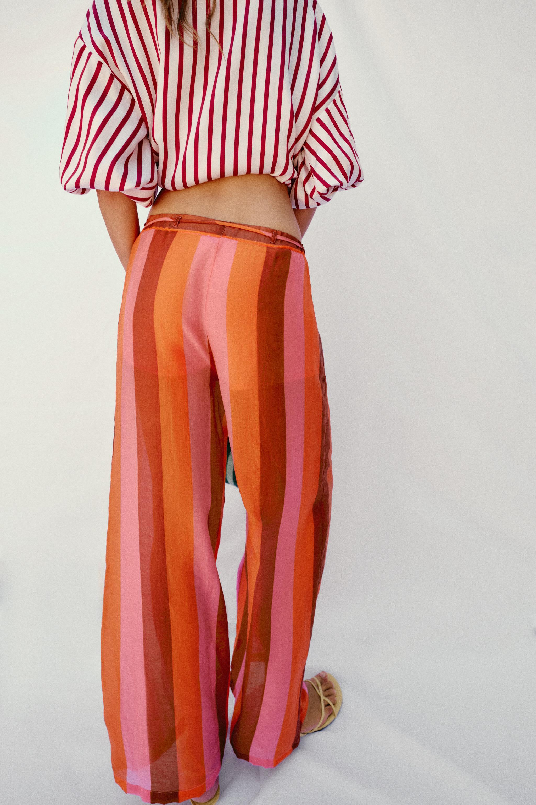STRIPED WIDE-LEG TROUSERS | Zara UK