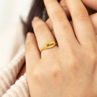 Custom Signet Ring Personalized Name Minimalist Perfect Gift For Her Mothers Day Rm70F62 | Etsy (US)